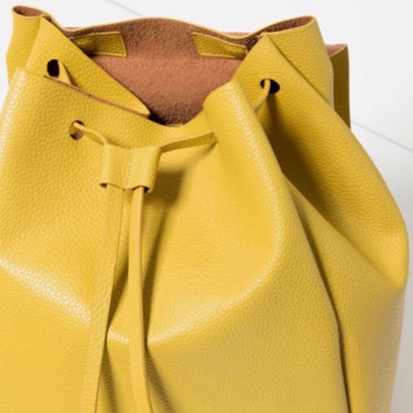 Zara Bags Zara Yellow Leather Backpack Poshmark